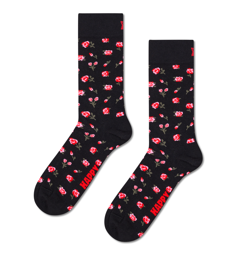 Black Rose Print Socks | Romantic Novelty Gift