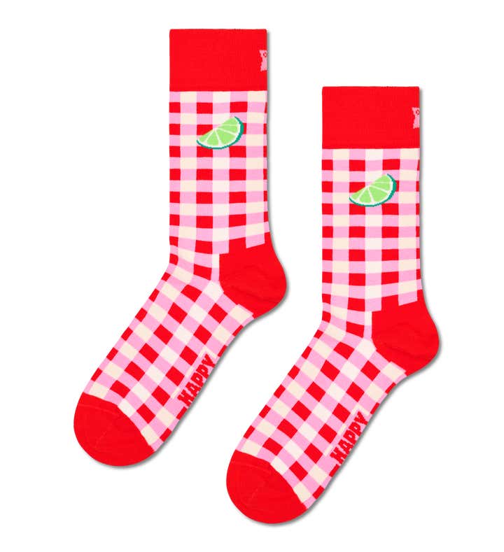 Gingham Lime Sock
