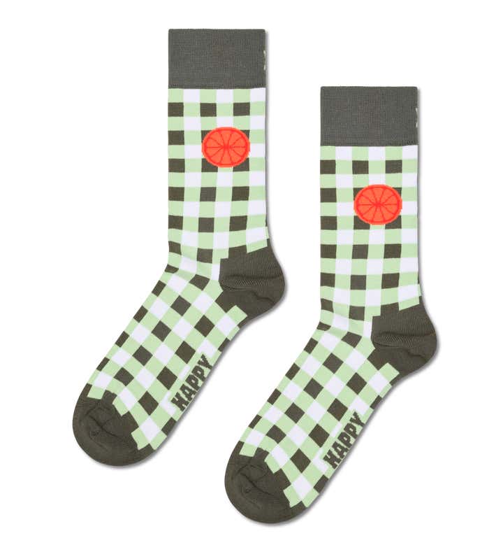 Gingham Orange Sock