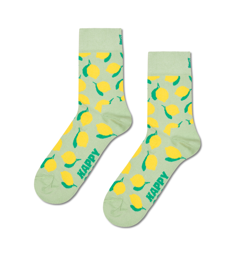 Funky Lemon Pattern Short Crew Socks | Novelty Food Socks