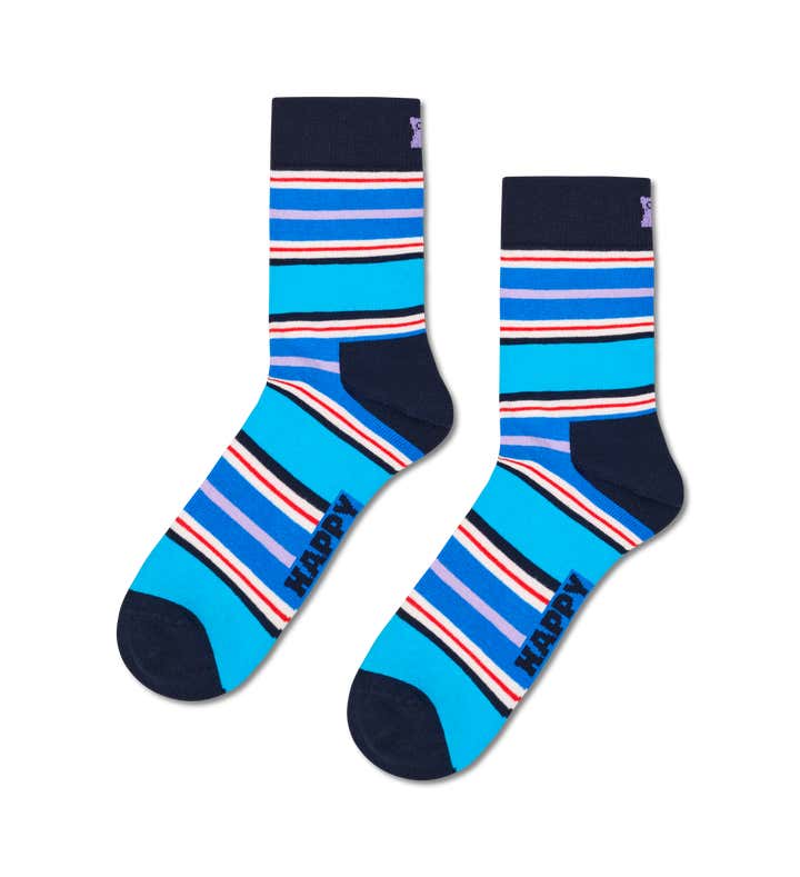 Multi Stripe Short Crew Sock