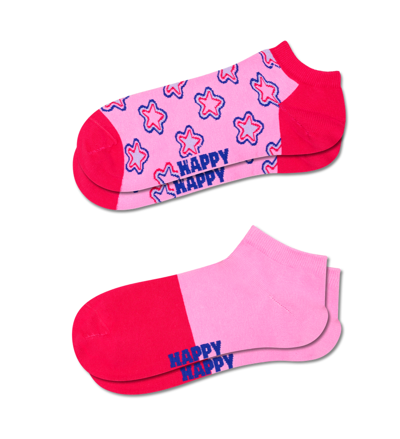 Pink & Red Star Print Low Socks | Novelty Socks