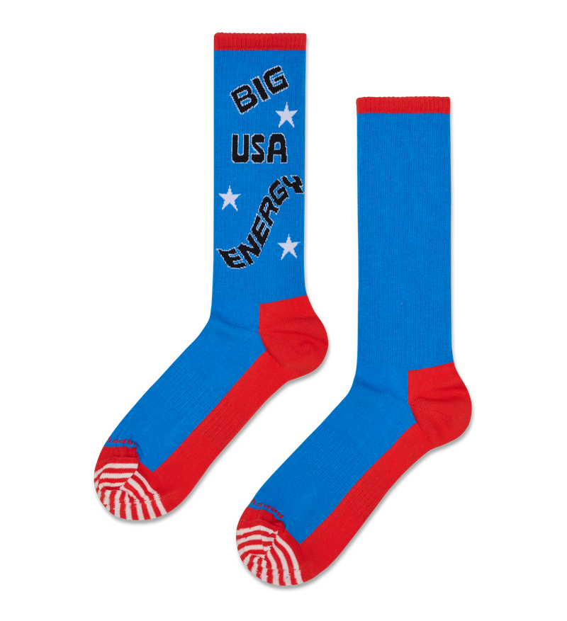 Blue Big USA Energy Sneaker Crew Sock