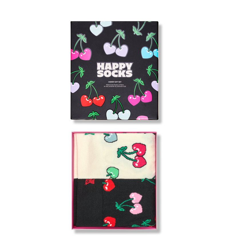 Heart-Shaped Cherry Pattern Funky Socks Gift Set