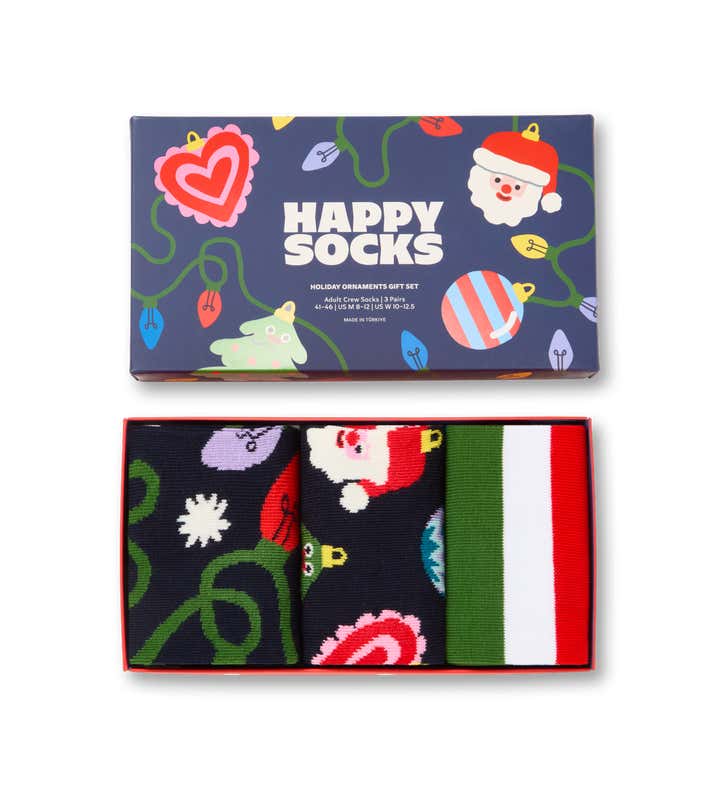 3-Pack Holiday Ornaments Socks Gift Set