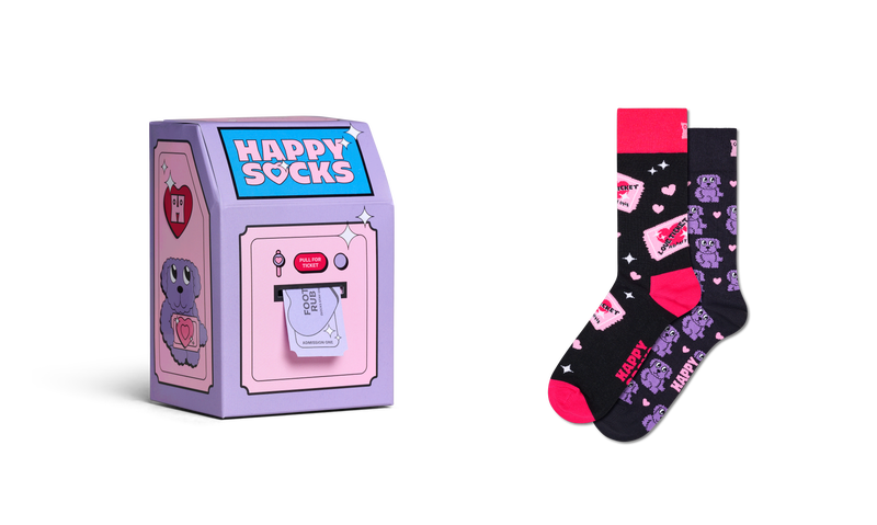 Cute Love Ticket & Teddy Dog Socks | Novelty Gift Set