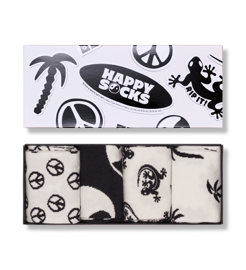 Black & White Funky Socks Gift Set | 4-Pack Fun Designs