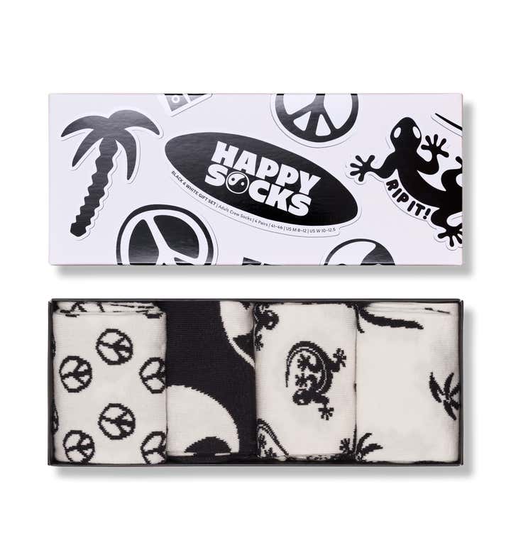 4-Pack Black and White Socks Gift Set