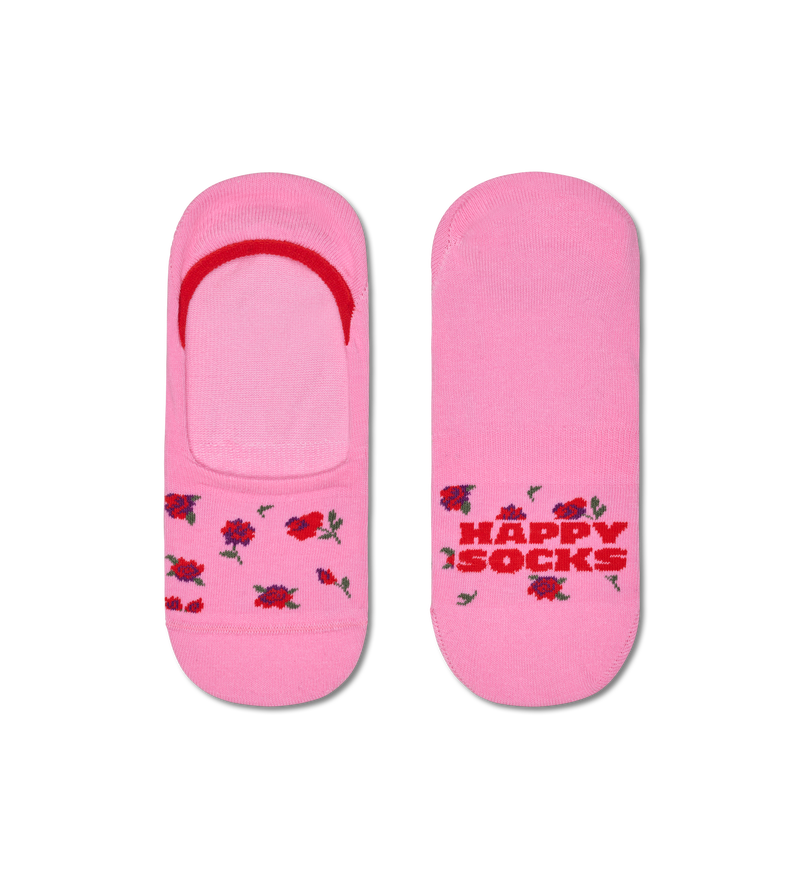 Pink Invisible Sock with Red Roses | Fun No Show Socks