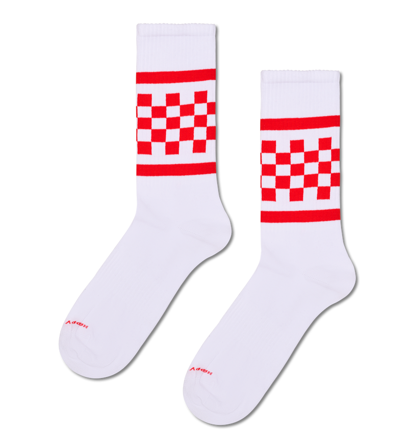 Red Checked Stripe Sneaker Socks