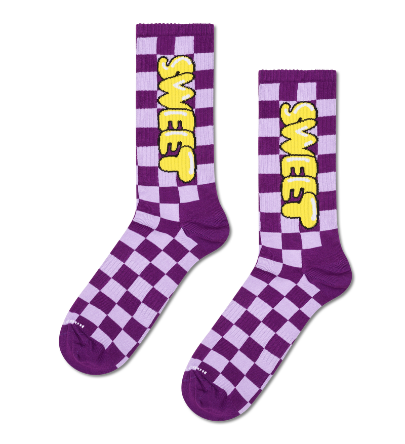Purple Checkered Sneaker Socks | Funny Gym Socks