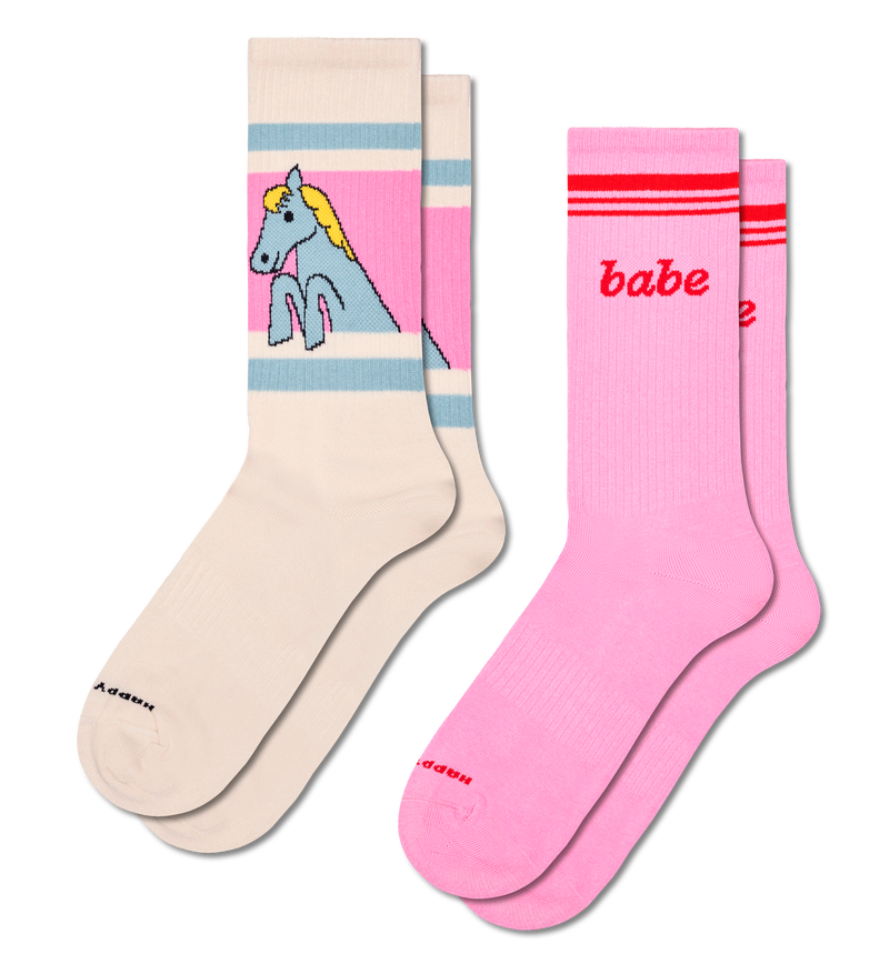 Cute Pony & Babe Print Sneaker Socks | Fun & Silly