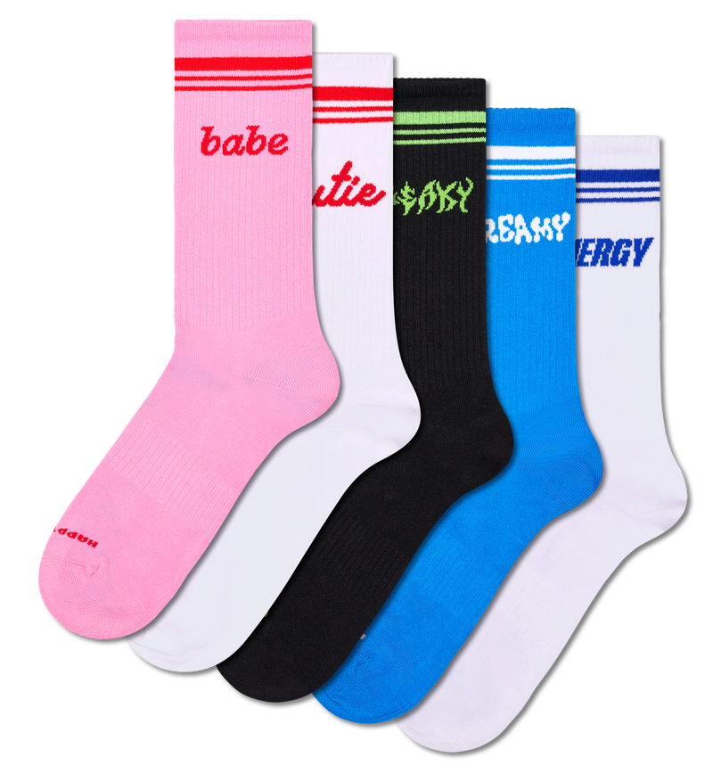 Colorful Sneaker Socks 5-Pack | Funny Word Designs