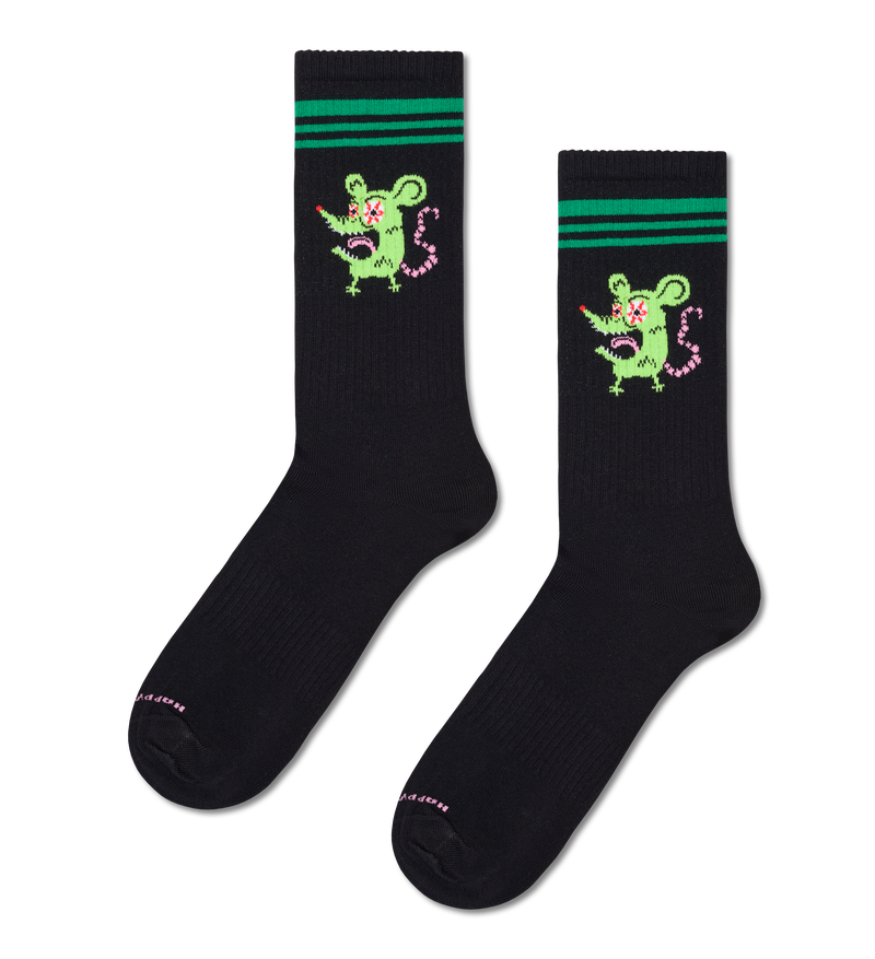 Black Crazy Rat Fun Socks | Silly Animal Design