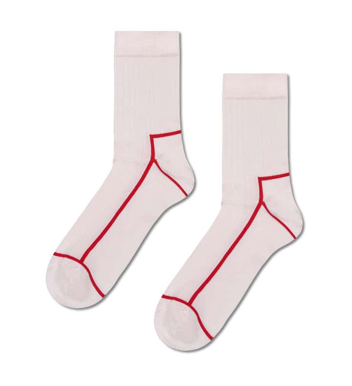 Contrast Stripe Short Crew Sock