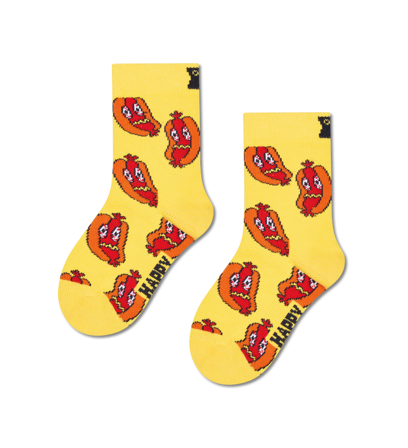 Cartoon Hot Dog Print Kids Socks | Skater Food Fun