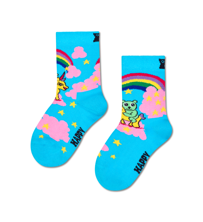 Colorful Kids Socks with Rainbow Unicorn Print