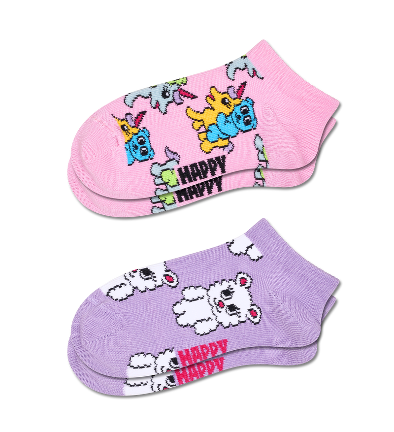 Cute Unicorn Low Socks for Kids | 2-Pack Gift Set