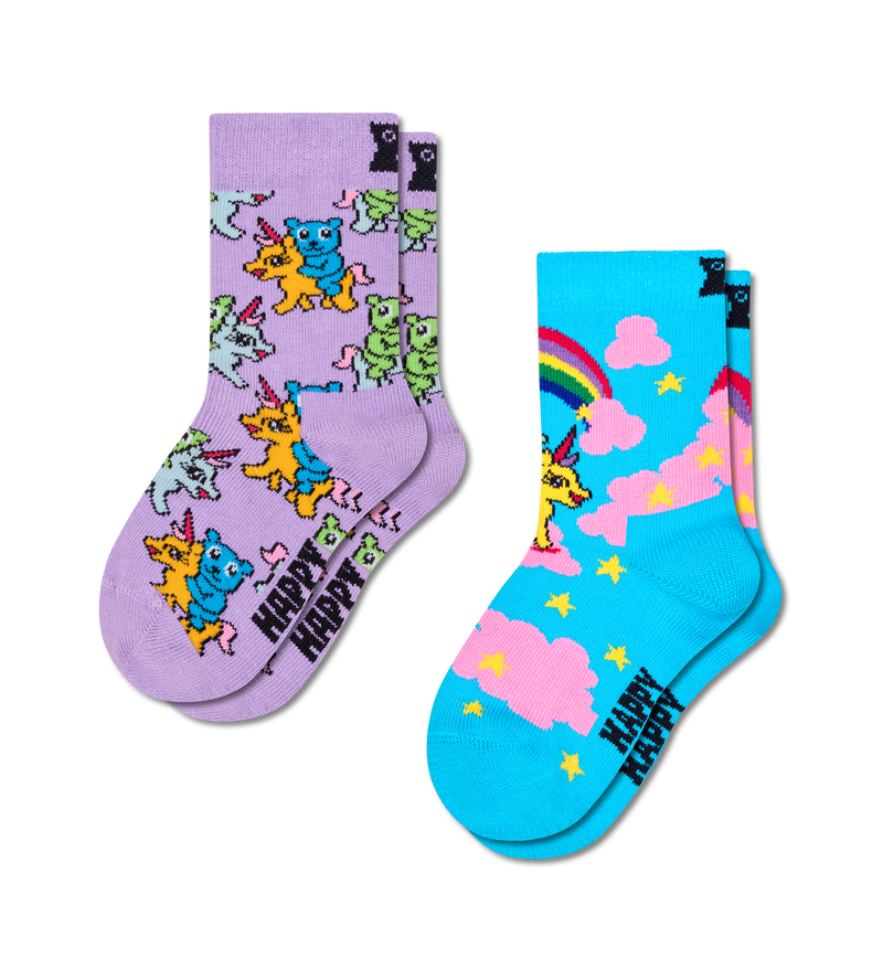 Colorful Unicorn & Rainbow Kids Socks | 2-Pack