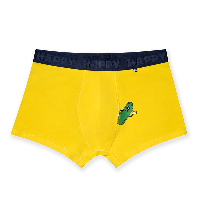 Yellow Pickle Print Boxer Trunks | Funny Mens Underwear