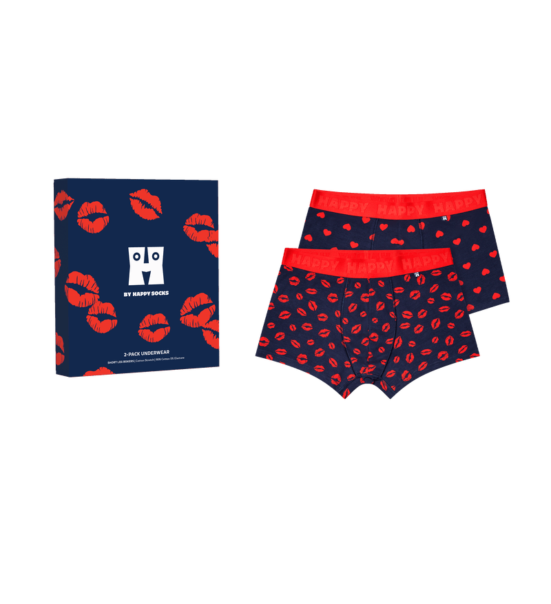 Navy Blue Boxers with Red Hearts