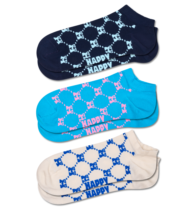 Colorful Monogram Low Cut Socks | Funky Printed 3-Pack