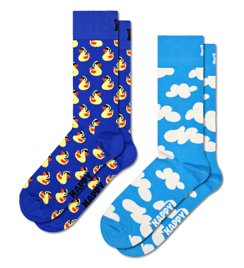 Cute Cloudy Socks 2-Pack with Rubber Duck Design