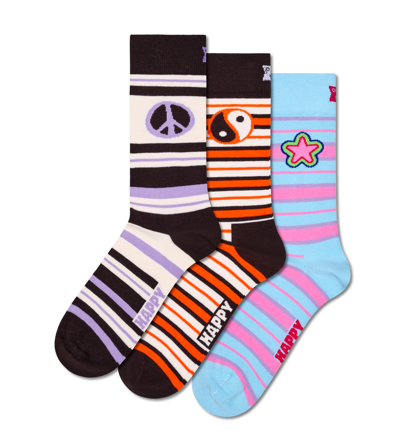 Fröhliche Streifen-Socken mit Symbolen