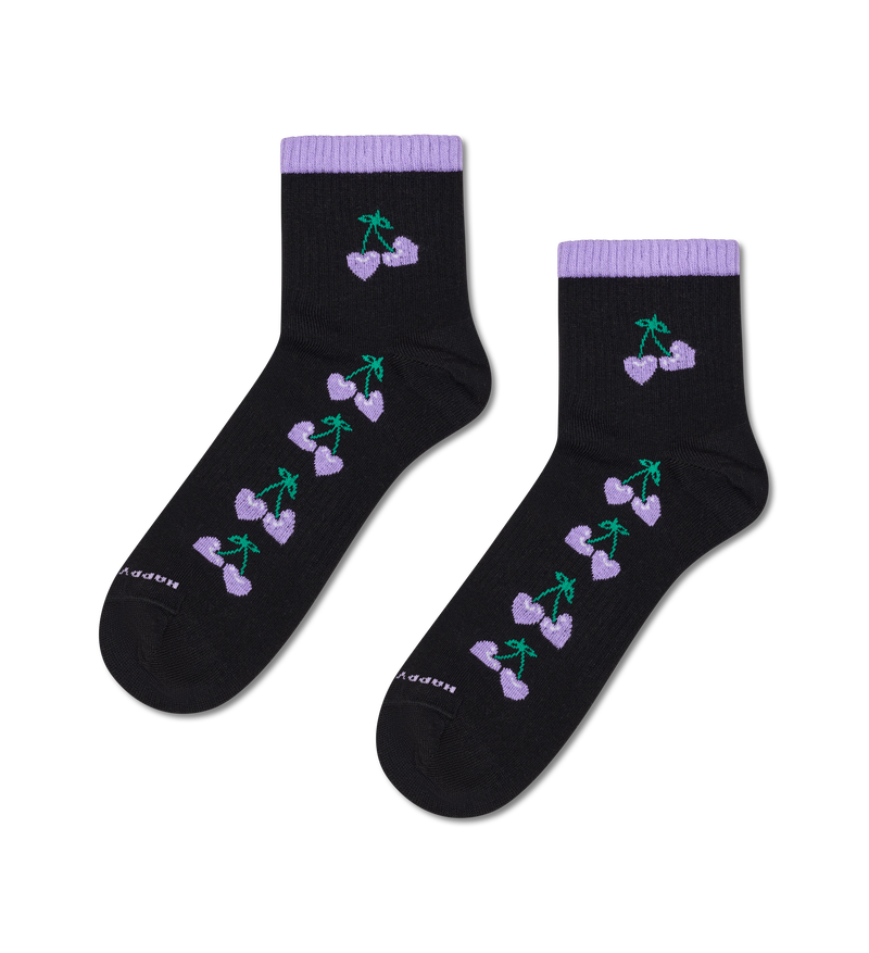 Purple Cherry Print Mini Crew Sneaker Socks | Funky & Silly