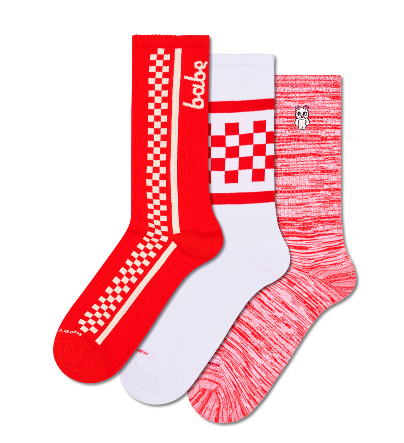 Red Skater Socks 3-Pack | Athletic Sports Socks