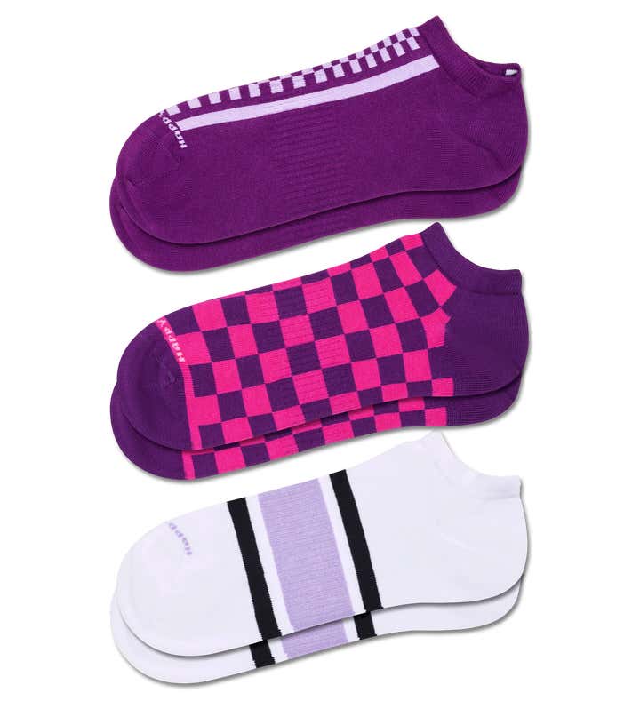 3-Pack Check & Stripe Low Sneaker Socks