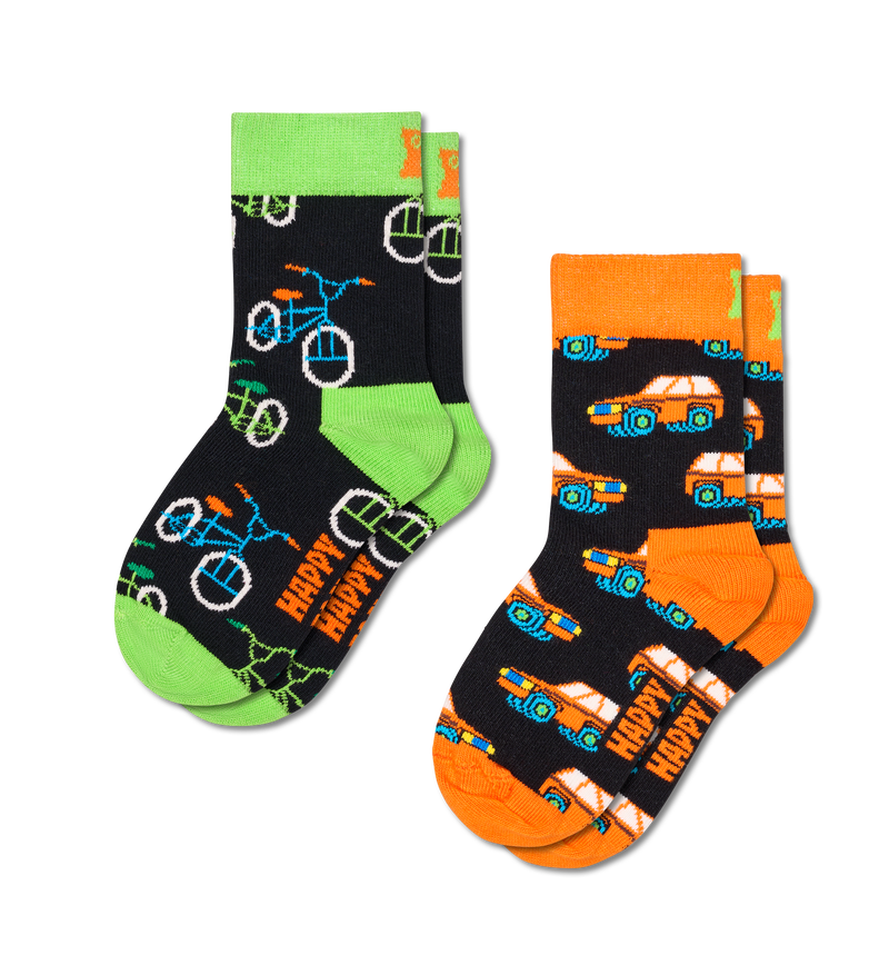 Kids' Vehicle Socks 2-Pack | Car & Bike Design