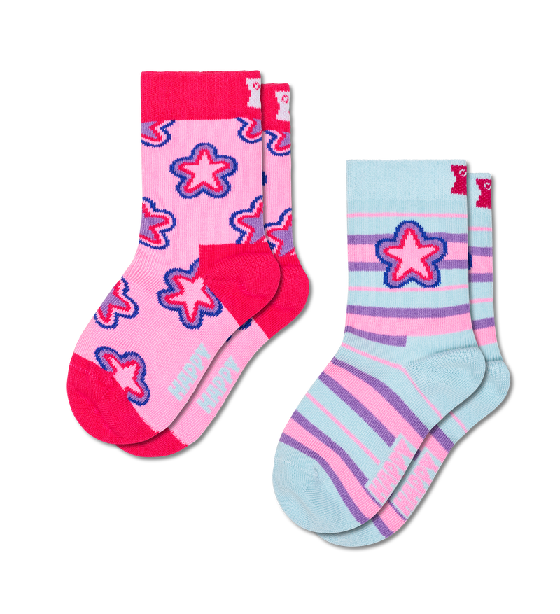 Fun Kids Star Stripe Socks | 2-Pack Novelty Socks