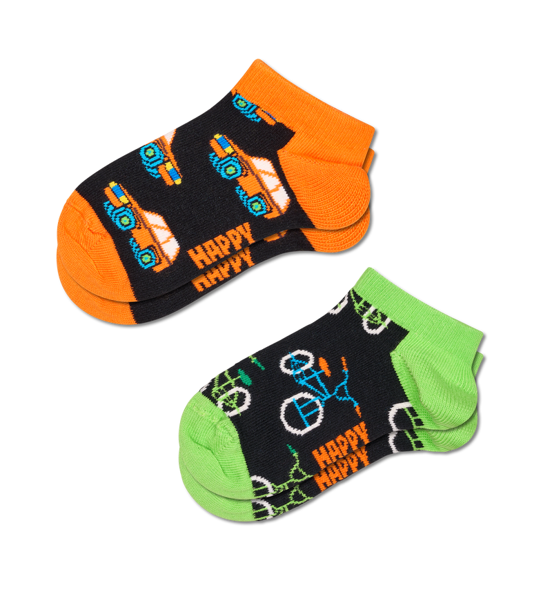 Kids' Vehicle Low Socks 2-Pack | Car & Bike Design
