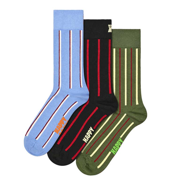 3-Pack Vertical Stripe Socks