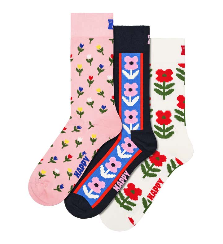 3-Pack Floral Socks