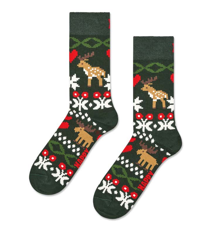 Fair Isle Reindeer Love Sock