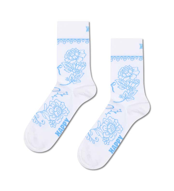 Bridal Floral Short Crew Sock