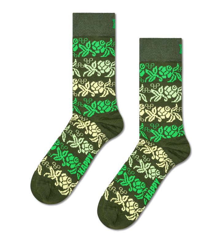 Green Stripe Flowers Sock