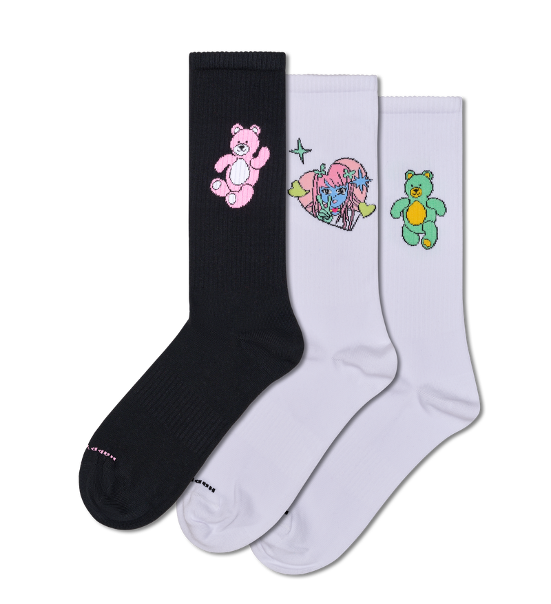 3-Pack Teddy Bear Sneaker Socks