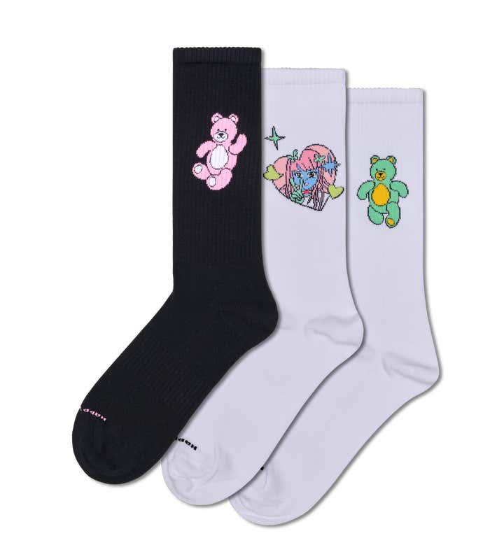 3-Pack Teddy Bear Sneaker Socks