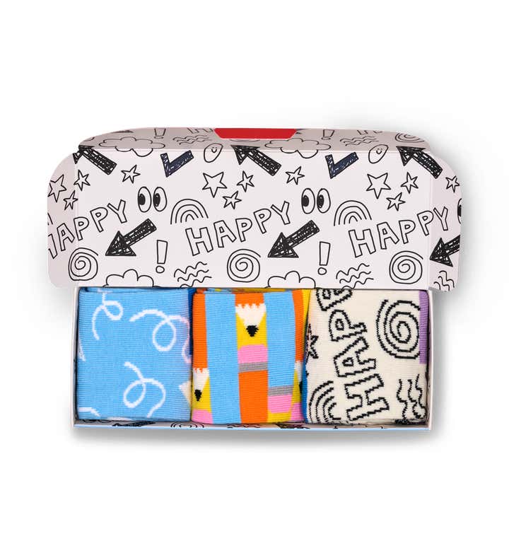 Kids 3-Pack Pencils Socks Gift Set