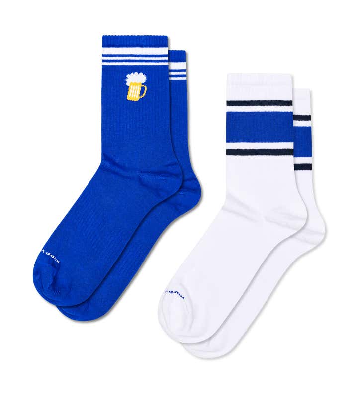 2-Pack Beer & Stripe Sneaker Socks