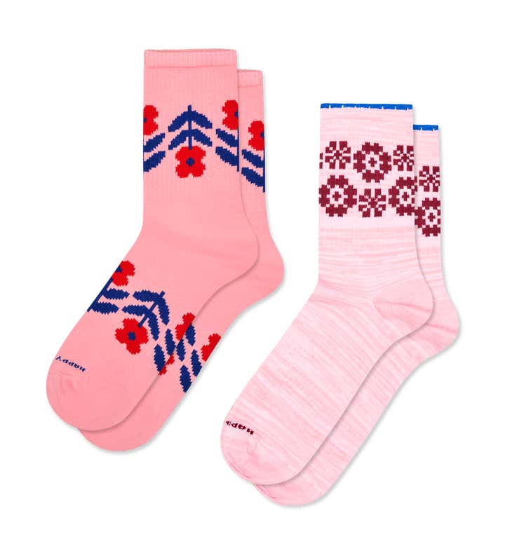 2-Pack Flower Border Sneaker Socks