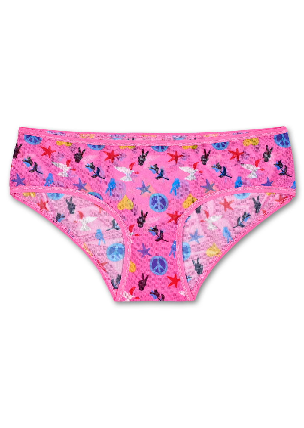 pink women's underwear: peace and love - mesh | happy socks