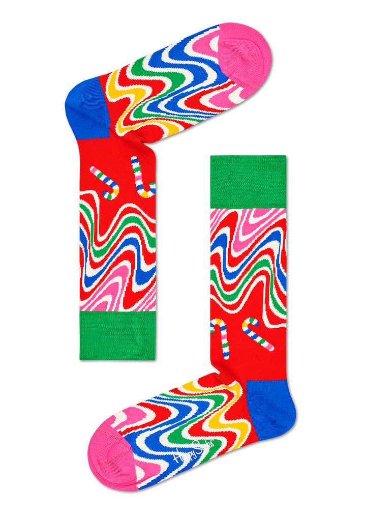 Psychedelic Candy Cane Sock