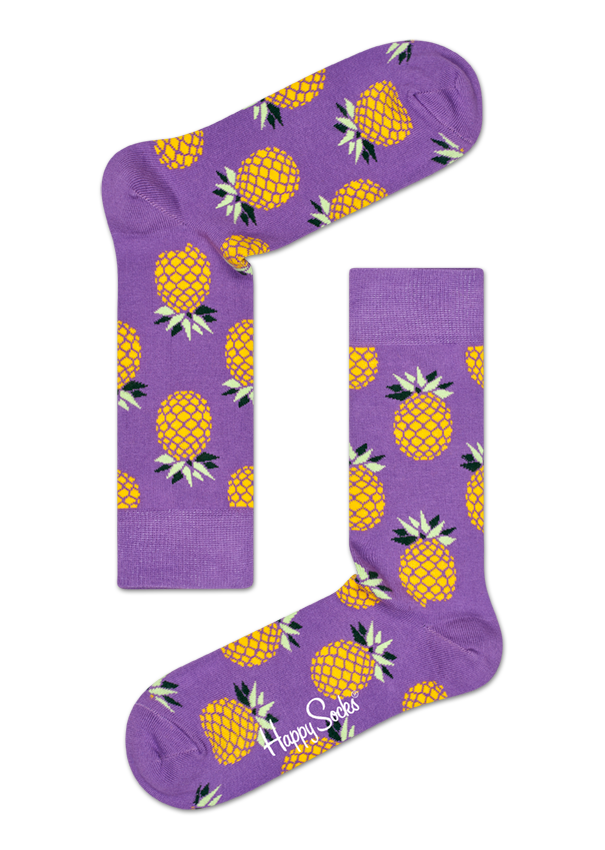 Purple Cotton Crew Sock: Pineapple style | Happy Socks