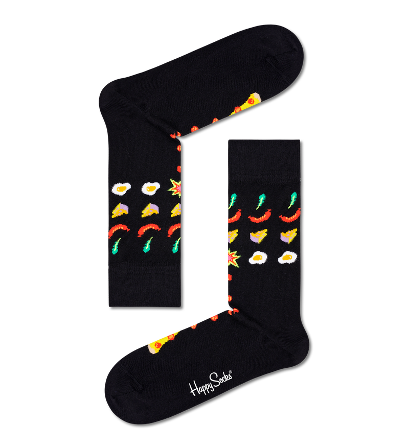 Pizza Invaders Sock, Black | Happy Socks