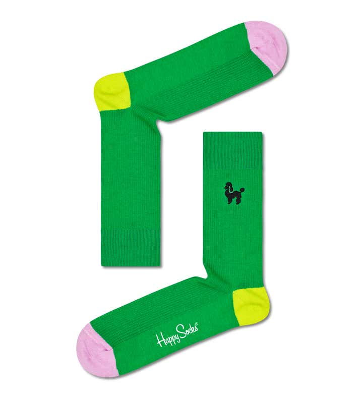 Ribbed Embroidery Poodle Sock 1
