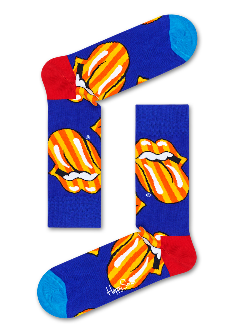 Blue Rolling Stones Tumbling Stripes Crew Sock